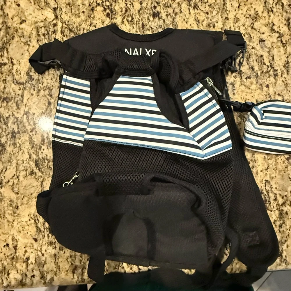 Black and Blue Striped pet Carrier